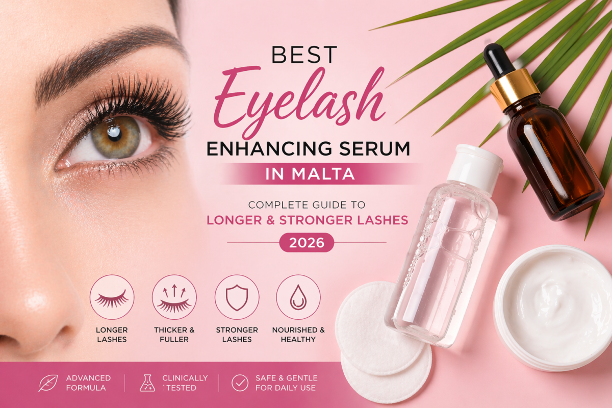 Eyelash enhancing serum application for longer and stronger lashes in Malta